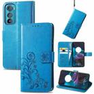 For Motorola Edge 30 Four-leaf Clasp Embossed Buckle Leather Phone Case(Blue) - 1