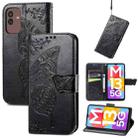 For Samsung Galaxy M13 5G Butterfly Love Flower Embossed Flip Leather Phone Case(Black) - 1