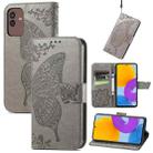 For Samsung Galaxy M13 5G Butterfly Love Flower Embossed Flip Leather Phone Case(Gray) - 1