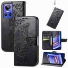 For Realme GT Neo 3 Butterfly Love Flower Embossed Flip Leather Phone Case(Black) - 1