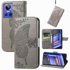 For Realme GT Neo 3 Butterfly Love Flower Embossed Flip Leather Phone Case(Gray) - 1