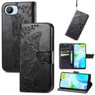 For Realme C30 Butterfly Love Flower Embossed Flip Leather Phone Case(Black) - 1