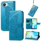 For Realme C30 Butterfly Love Flower Embossed Flip Leather Phone Case(Blue) - 1