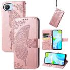For Realme C30 Butterfly Love Flower Embossed Flip Leather Phone Case(Rose Gold) - 1