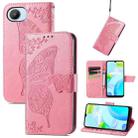 For Realme C30 Butterfly Love Flower Embossed Flip Leather Phone Case(Pink) - 1