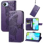 For Realme C30 Butterfly Love Flower Embossed Flip Leather Phone Case(Dark Purple) - 1
