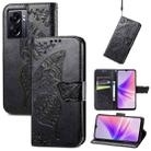 For OPPO A77 Butterfly Love Flower Embossed Flip Leather Phone Case(Black) - 1