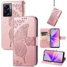 For OPPO A77 Butterfly Love Flower Embossed Flip Leather Phone Case(Rose Gold) - 1