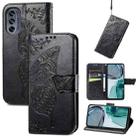 For Motorola Moto G62 Butterfly Love Flower Embossed Flip Leather Phone Case(Black) - 1