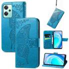 For OnePlus Nord CE 2 Lite 5G Butterfly Love Flower Embossed Flip Leather Phone Case(Blue) - 1