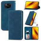 For Xiaomi Poco X3 NFC Retro Skin Feel Magnetic Leather Phone Case(Blue) - 1