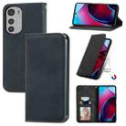 For Motorola Moto E32 Retro Skin Feel Magnetic Leather Phone Case(Black) - 1