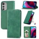 For Motorola Moto E32 Retro Skin Feel Magnetic Leather Phone Case(Green) - 1