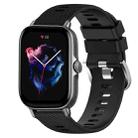 For Amazfit GTS 3 20mm Solid Color Soft Silicone Watch Band(Black) - 1