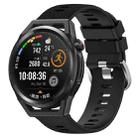 For Huawei Watch GT Runner 22mm Solid Color Soft Silicone Watch Band(Black) - 1