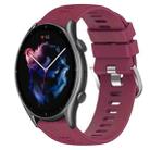 For Amazfit GTR 3 22mm Solid Color Soft Silicone Watch Band(Wine Red) - 1