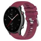 For Amazfit GTR 2e 22mm Solid Color Soft Silicone Watch Band(Wine Red) - 1