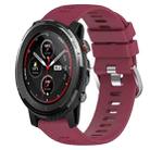 For Amazfit 3 22mm Solid Color Soft Silicone Watch Band(Wine Red) - 1