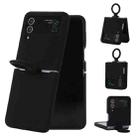 For Samsung Galaxy Flip 4 Silicone Integrated Ring Buckle Phone Case(Black) - 1