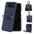 For Samsung Galaxy Flip 4 Silicone Integrated Ring Buckle Phone Case(Dark Blue) - 1