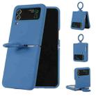 For Samsung Galaxy Flip 4 Silicone Integrated Ring Buckle Phone Case(Blue) - 1