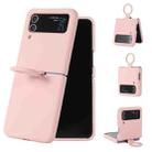 For Samsung Galaxy Flip 3 Silicone Integrated Ring Buckle Phone Case(Pink) - 1