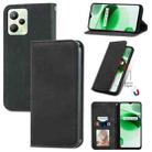 For Realme C35 Retro Skin Feel Magnetic Leather Phone Case(Black) - 1