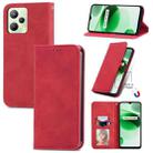 For Realme C35 Retro Skin Feel Magnetic Leather Phone Case(Red) - 1