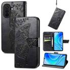 For Huawei Enjoy 50 Butterfly Love Flower Embossed Flip Leather Phone Case(Black) - 1