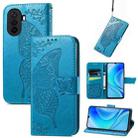 For Huawei Enjoy 50 Butterfly Love Flower Embossed Flip Leather Phone Case(Blue) - 1