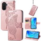 For Huawei Enjoy 50 Butterfly Love Flower Embossed Flip Leather Phone Case(Rose Gold) - 1
