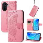 For Huawei Enjoy 50 Butterfly Love Flower Embossed Flip Leather Phone Case(Pink) - 1