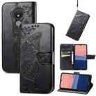 For Nokia C21 Butterfly Love Flower Embossed Flip Leather Phone Case(Black) - 1