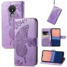 For Nokia C21 Butterfly Love Flower Embossed Flip Leather Phone Case(Light Purple) - 1