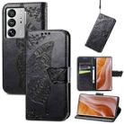 For ZTE Axon 40 Ultra Butterfly Love Flower Embossed Flip Leather Phone Case(Black) - 1