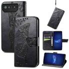 For Asus ROG Phone 6 Butterfly Love Flower Embossed Flip Leather Phone Case(Black) - 1