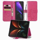 For Samsung Galaxy Z Fold4 Four-leaf Clasp Embossed Buckle Leather Phone Case(Magenta) - 1