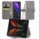 For Samsung Galaxy Z Fold4 Four-leaf Clasp Embossed Buckle Leather Phone Case(Gray) - 1
