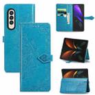 For Samsung Galaxy Z Fold4 Mandala Flower Embossed Leather Phone Case(Blue) - 1