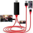 2m 1080P 8 Pin to HDMI Adapter Cable, Compatible with iPhone to HDMI Adapter(Red) - 1