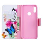 Colored Drawing Pattern Horizontal Flip Leather Case for Huawei Y6 & Y6 Pro 2019, with Holder & Card Slots & Wallet(Two Butterflies) - 1