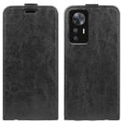 For Xiaomi 12T / 12T Pro / Redmi K50 Ultra R64 Texture Vertical Flip Leather Phone Case(Black) - 1