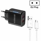 36W Dual Port QC3.0 USB Charger with 3A USB to Micro USB Data Cable, EU Plug(Black) - 1