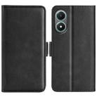 For vivo Y02s Dual-side Magnetic Buckle Leather Phone Case(Black) - 1