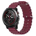 For Amazfit 3 22mm Ocean Style Silicone Solid Color Watch Band(Wine Red) - 1