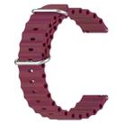 For Samsung Gear S3 Frontier 22mm Ocean Style Silicone Solid Color Watch Band(Wine Red) - 2
