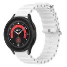 For Samsung Galaxy Watch 5 Pro 45mm 20mm Ocean Style Silicone Solid Color Watch Band(White) - 1