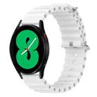 For Samsung Galaxy Watch 4 44mm 20mm Ocean Style Silicone Solid Color Watch Band(White) - 1