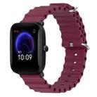 For Amazfit Pop 20mm Ocean Style Silicone Solid Color Watch Band(Wine Red) - 1