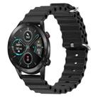 For Honor MagicWatch2 42mm 20mm Ocean Style Silicone Solid Color Watch Band(Black) - 1